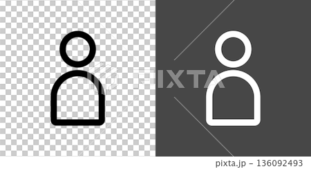 シンプルな人・人物・ユーザーアイコンイラストセット　白黒 136092493