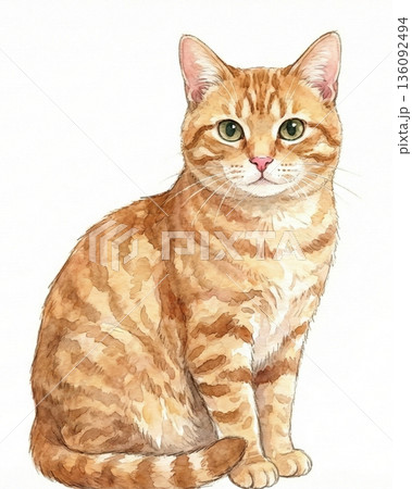 茶トラのイラスト 茶トラのイラスト 136092494