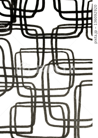 Abstract 70s geometric style square and rectangle pen ink black and white background 136092920