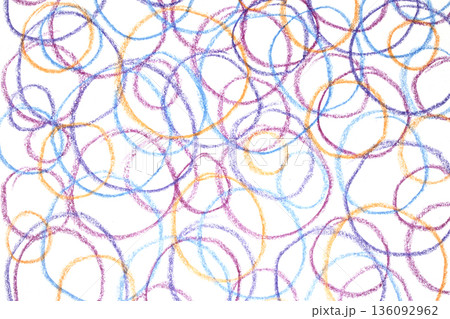 Crayon scribble writing circles abstract creative children background 136092962