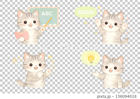 教育的なかわいい猫のイラストセット 136094018
