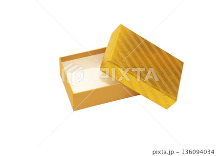 A Gold Gift Box is Isolated White Background Cutout A Gold Gift Box is Isolated White Background Cutout 136094034