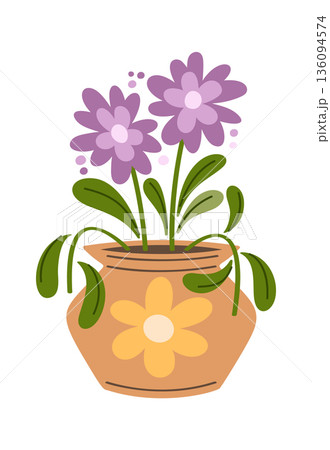 Purple flower blossoms ceramic vase Purple flower blossoms ceramic vase 136094574