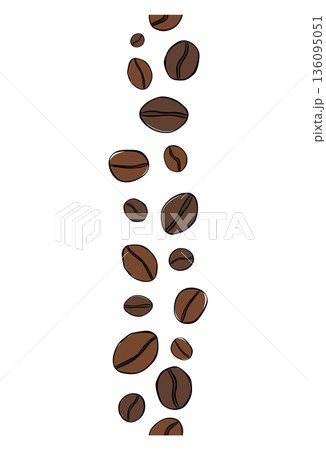 coffee symbol beans vertical seamless border. hand drawn illustration. Vector graphic line ink colored art. For organic product packaging, culinary branding, herbal labels, coffee symbol beans vertical seamless border. hand drawn illustration. Vector graphic line ink colored art. For organic product packaging, culinary branding, herbal labels, 136095051