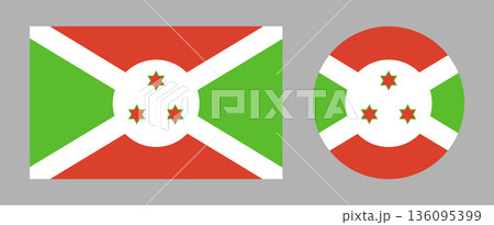 Burundi flag circle, rectangle badge, button. Set of roundel, rectangular Burundi flag emblem, banner, icon. Burundi flag circle, rectangle badge, button. Set of roundel, rectangular Burundi flag emblem, banner, icon. 136095399