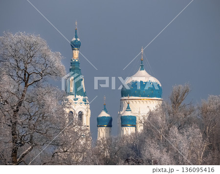 A blue and white church with a blue dome. Gatchina A blue and white church with a blue dome. Gatchina 136095416