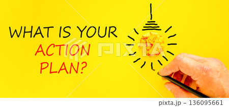 What is your action plan symbol. Concept words What is your action plan on beautiful paper. Beautiful yellow background. Businessman's hand. Business what is your action plan concept. Copy space. What is your action plan symbol. Concept words What is your action plan on beautiful paper. Beautiful yellow background. Businessman's hand. Business what is your action plan concept. Copy space. 136095661