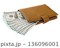 Leather wallet with hundred dollar banknotes 136096001