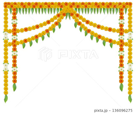 Wedding and festival decoration with marigold flowers Toran design door hanging Wedding and festival decoration with marigold flowers Toran design door hanging 136096275