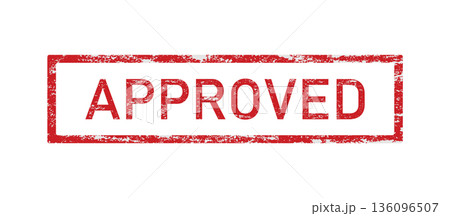 A red rectangular stamp with the words Approved on a white background 136096507