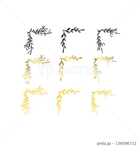 design Gold corner border floral flower frame 136096722