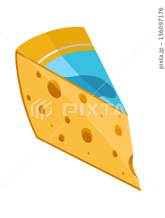 Pixel art of a slice of cheese on a white background 136097176