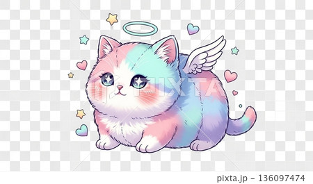 天使の羽が生えたゆめかわいいネコ 136097474