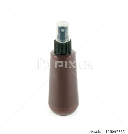 Brown Cosmetic Spray Bottle Isolated on White Background 136097785