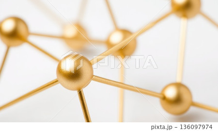 Abstract Golden Molecular Structure Network on White Background Abstract Golden Molecular Structure Network on White Background 136097974