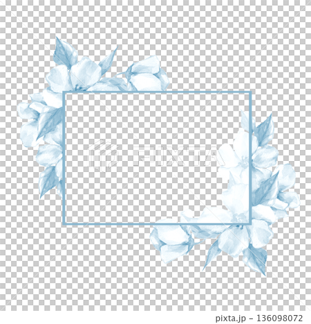 Watercolor blue floral horizontal frame isolated Watercolor blue floral horizontal frame isolated 136098072