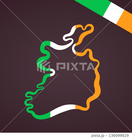 Ireland - Outline map and corner flag 136099029