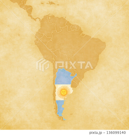 Ocher map of South America - Argentina 136099140