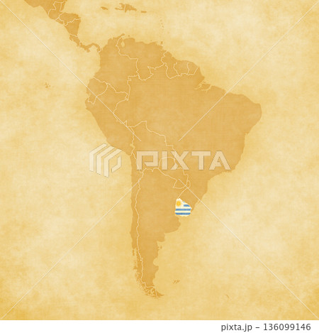 Ocher map of South America - Uruguay Ocher map of South America - Uruguay 136099146
