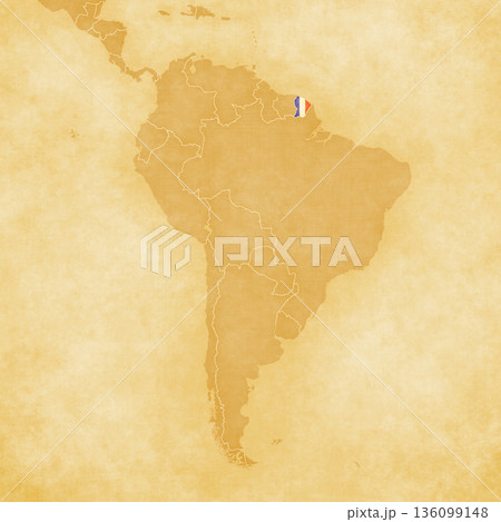 Ocher map of South America - French Guiana 136099148