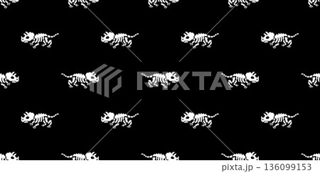 dinosaur seamless pattern triceratops horridus fossil skeleton bone cartoon vector doodle illustration wrapping paper tile background repeat wallpaper scarf isolated design 136099153