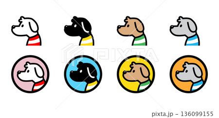 dog vector Poodle dachshund striped tee shirt cartoon character icon puppy pet doodle round border symbol illustration isolated design 136099155