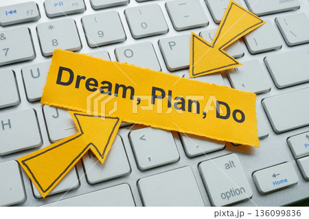 Dream plan do phrase on keyboard symbolizing goal setting. 136099836