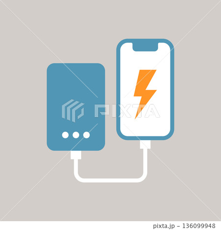 スマートフォンと充電器のカラーアイコン スマートフォンと充電器のカラーアイコン 136099948
