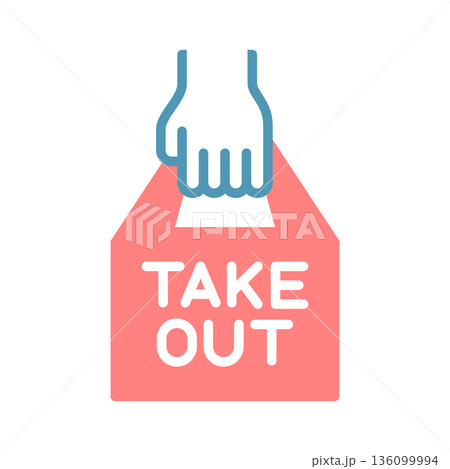 テイクアウトのカラーアイコン 136099994