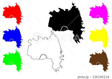 Maykop city (Russia, Russian Federation) map vector illustration, scribble sketch Maykop map 136100128