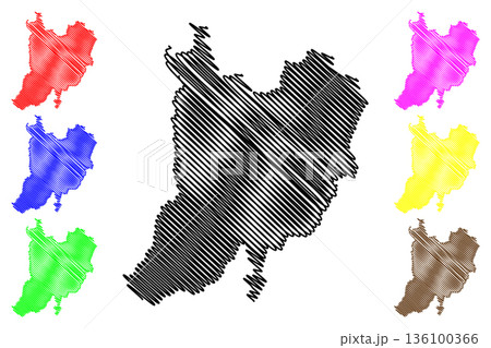 Machadinho dOeste municipality (State of Rondonia, RO, Municipalities of Brazil, Federative Republic of Brazil) map vector illustration, scribble sketch Machadinho d'Oeste map 136100366