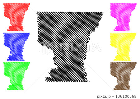 Monte Negro municipality (State of Rondonia, RO, Municipalities of Brazil, Federative Republic of Brazil) map vector illustration, scribble sketch Monte Negro map 136100369