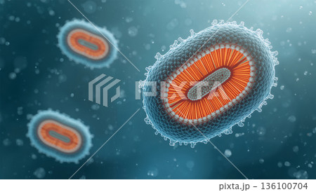 半割のミトコンドリアで内部構造を明快に示し、研究資料向けに整理 136100704