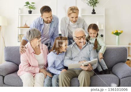 Family Bonding Over Photo Album At Home For Fun And Memories Family Bonding Over Photo Album At Home For Fun And Memories 136101006