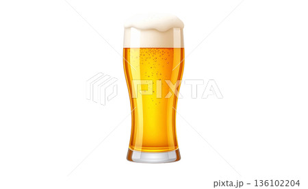泡が美味しそうな生ビールのイラスト 136102204