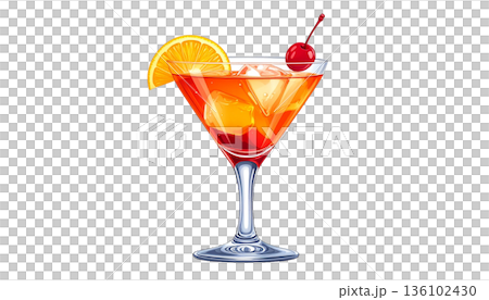 Illustration of a stylish cocktail drink 136102430