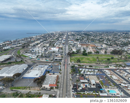Aerial view of houses in Oceanside town in San Diego, California. USA Aerial view of houses in Oceanside town in San Diego, California. USA 136102609
