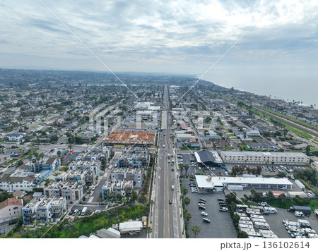 Aerial view of houses in Oceanside town in San Diego, California. USA 136102614