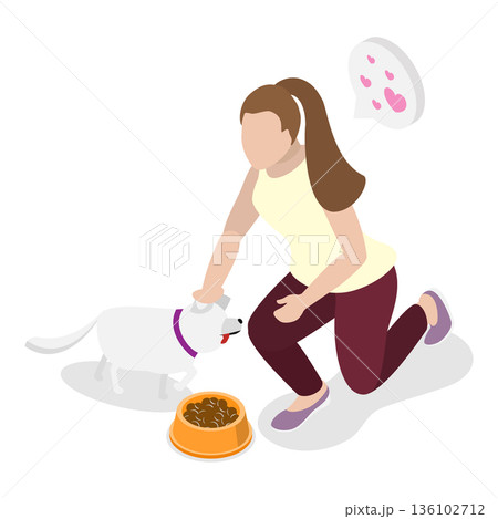 3D Isometric Flat Vector Illustration of Pet Lovers, Veterinary Clinic, Homeless Animals Shelter. Item 3 3D Isometric Flat Vector Illustration of Pet Lovers, Veterinary Clinic, Homeless Animals Shelter. Item 3 136102712