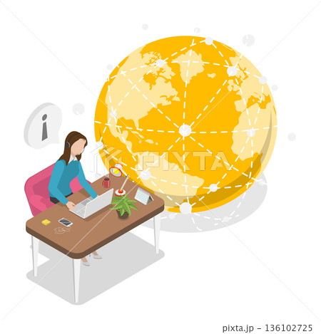 3D Isometric Flat Vector Illustration of Online Customer Support, Buyer Helpline Concepts. Item 3 136102725