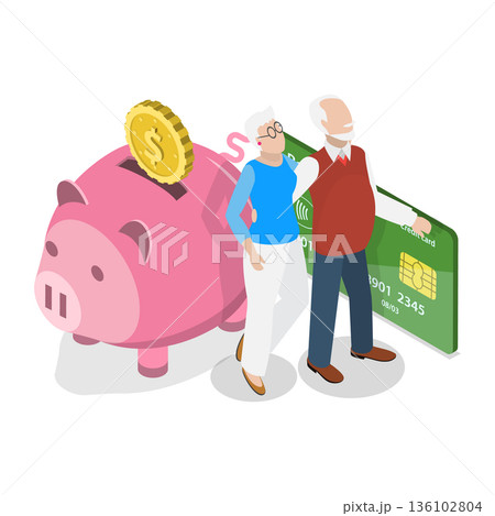 3D Isometric Flat Vector Illustration of Family Insurance, Social Security Benefits. Item 2 3D Isometric Flat Vector Illustration of Family Insurance, Social Security Benefits. Item 2 136102804