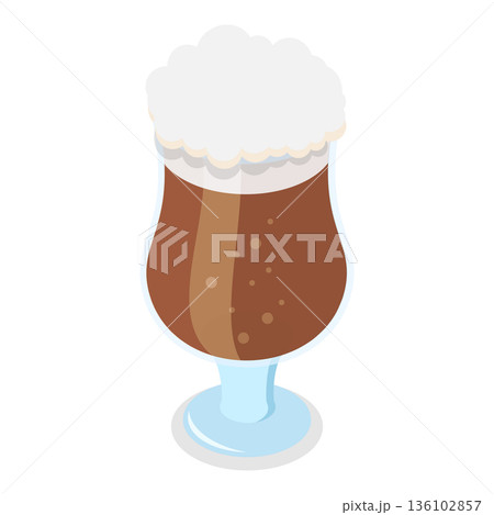 3D Isometric Flat Vector Illustration of Types Of Beer, Beverages in Recommended Glasses. Item 7 136102857
