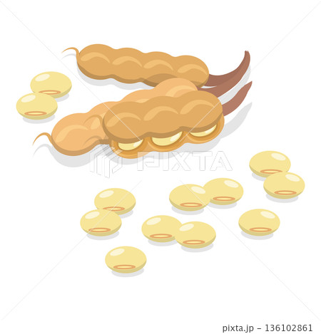 3D Isometric Flat Vector Set of Protein Food, Fresh Soybeans Straight From Nature. Item 2 136102861