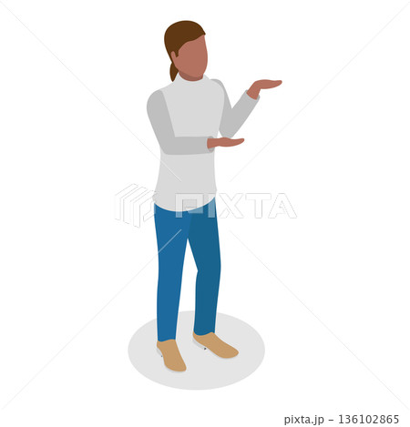 3D Isometric Flat Vector Illustration of Arm Gesture, Individuals Gesturing Enthusiastically With Hands Or Fingers. Item 5 136102865