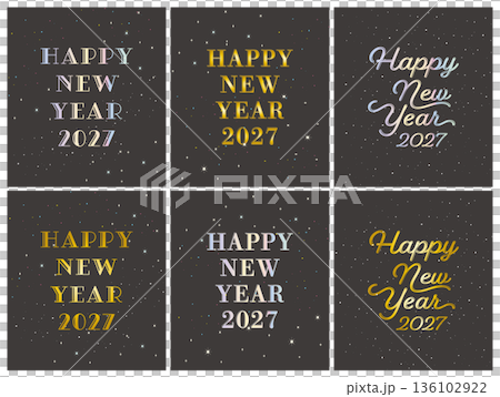 Happy New Year 2027のキラキラしたおしゃれなデザインセット 136102922