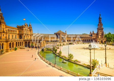 view of Plaza de España, Sevilla, Spain view of Plaza de España, Sevilla, Spain 136103096