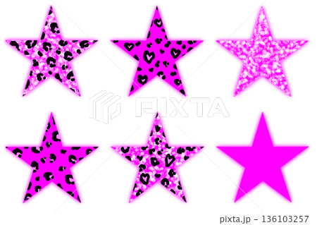 ギャルなピンクのヒョウ柄の星 136103257
