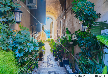 Taormina old town square, Sicily Italy 136103281