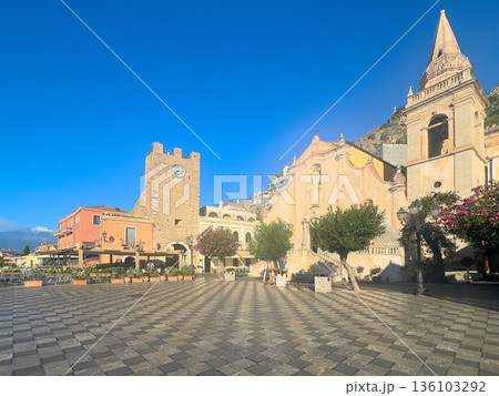 Taormina old town square, Sicily Italy 136103292