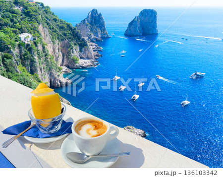 coffee with capri lemon ice cream 136103342